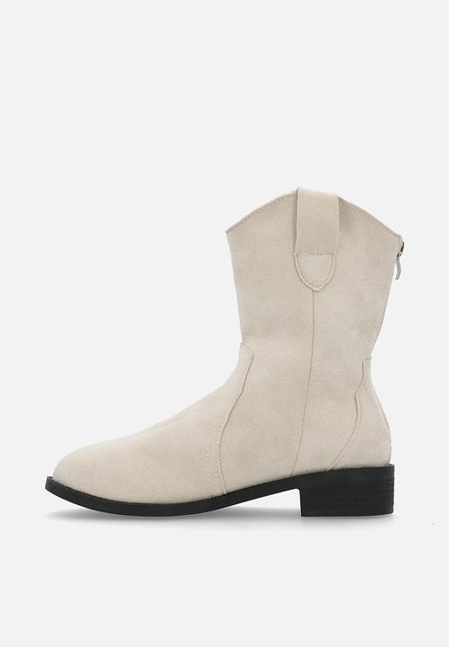 Pop Candy - Faux Suede cow boy boots - stone