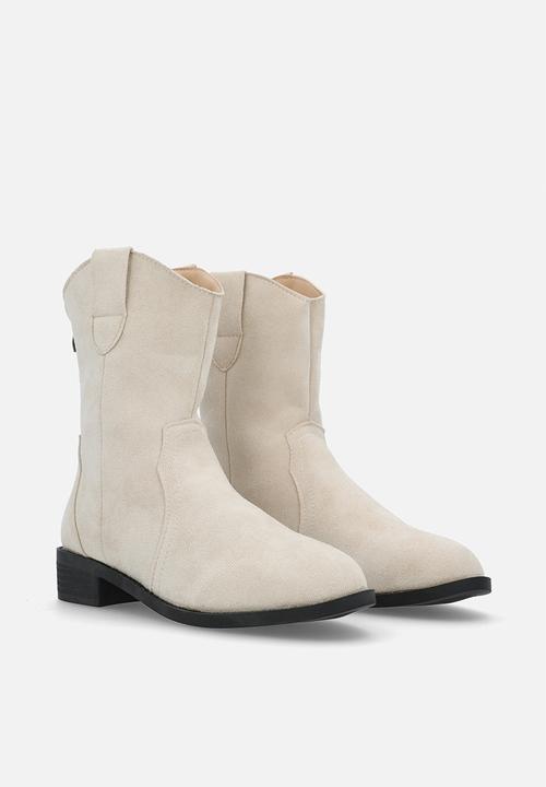 Pop Candy - Faux Suede cow boy boots - stone