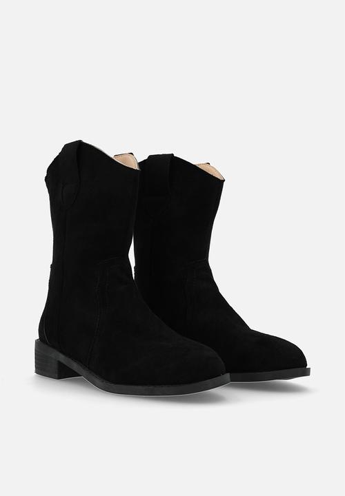 Pop Candy - Faux Suede cow boy boots-black