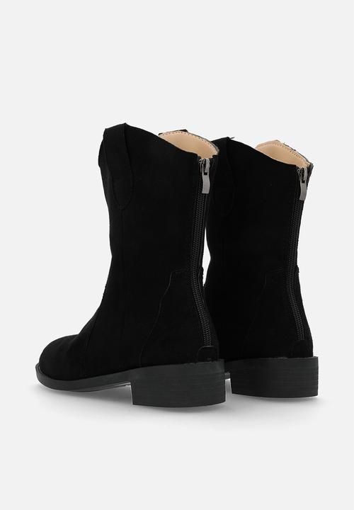 Pop Candy - Faux Suede cow boy boots-black