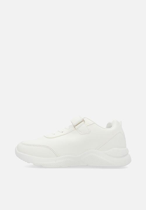 Pop Candy - Adjustable strap fastener & lace sneakers - white
