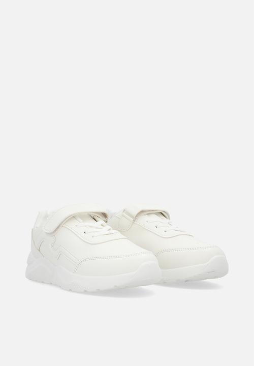 Pop Candy - Adjustable strap fastener & lace sneakers - white
