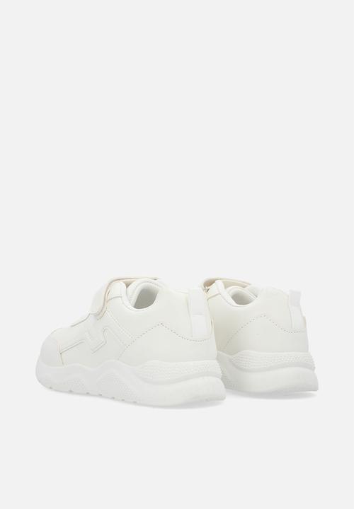 Pop Candy - Adjustable strap fastener & lace sneakers - white