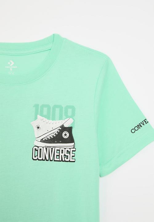 Converse - Converse retro front back sneaker tee - lt aqua spark