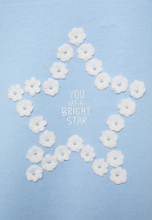 MANGO - T-shirt star - light/pastel blue