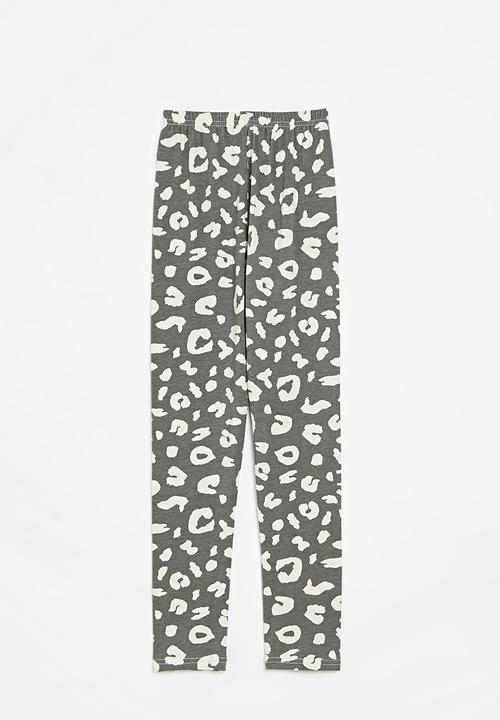 Pop Candy - Printed leggings - grey & white