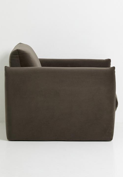 Sixth Floor - Signe single seater velvet sofa-chocolate grey