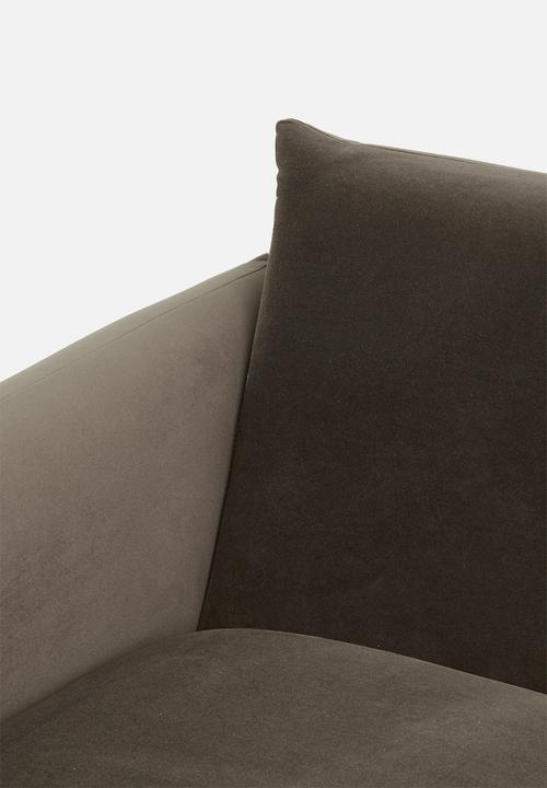 Sixth Floor - Signe single seater velvet sofa-chocolate grey