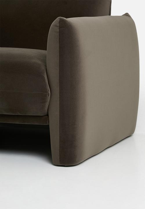 Sixth Floor - Signe single seater velvet sofa-chocolate grey