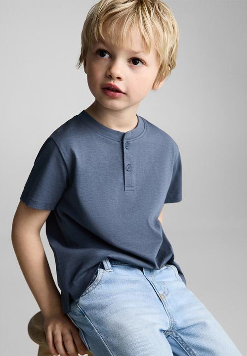 MANGO - T-shirt panib - medium blue