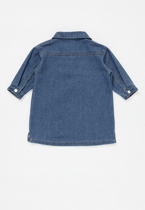 Pop Candy - Collared denim dress - blue