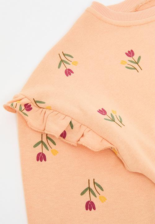 Pop Candy - Frilled sleeve sweat top & legging set - dusty orange