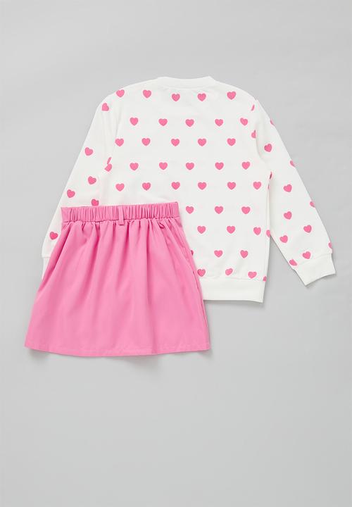 Pop Candy - Sweat top & skirt set-pink & white