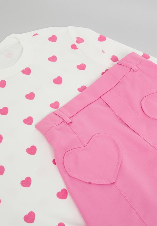 Pop Candy - Sweat top & skirt set-pink & white