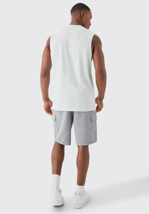 boohooMAN - Relaxed Fit Elasticated Waist Cargo Shorts - grey