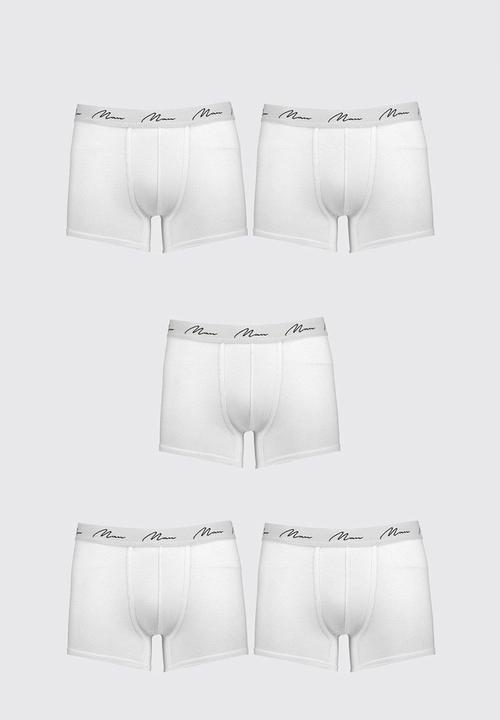boohooMAN - 5 Pack MAN Signature Trunks - White