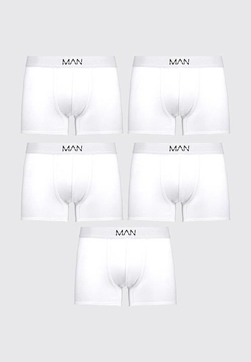 boohooMAN - 5 Pack MAN Trunks - White