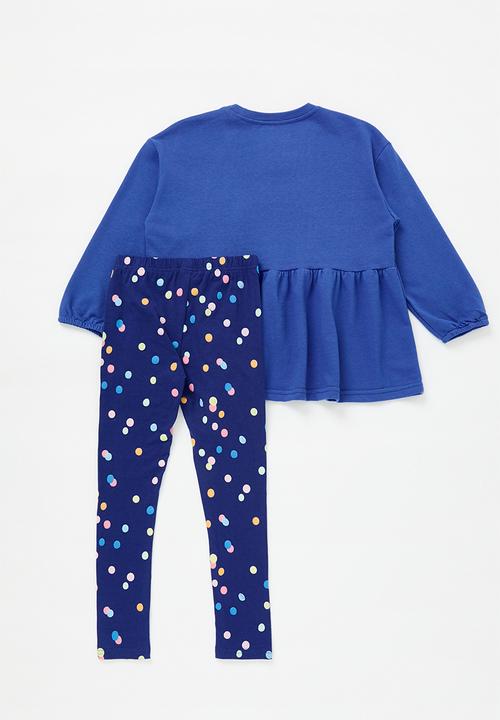 Pop Candy - Printe top & legging set -blue