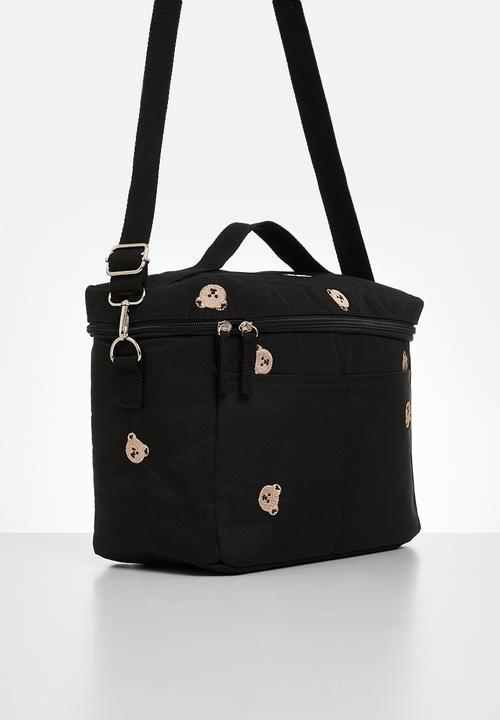 Pop Candy - Bear print diaper bag-black & brown