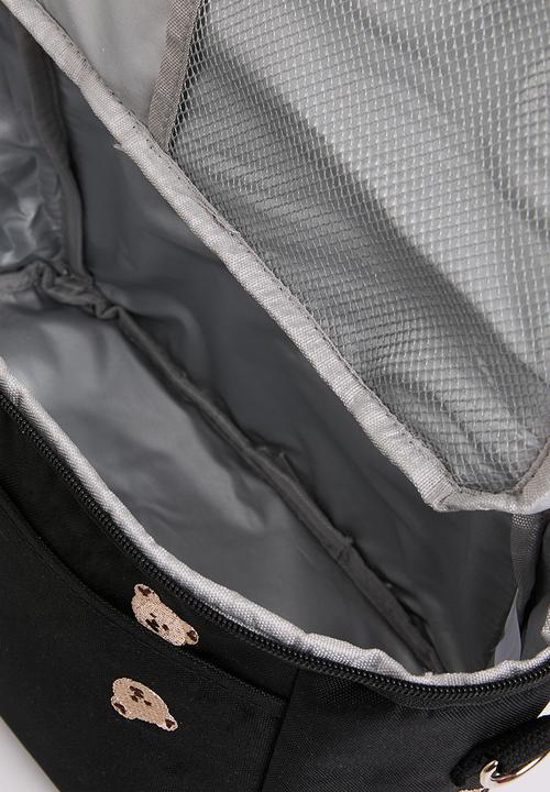 Pop Candy - Bear print diaper bag-black & brown