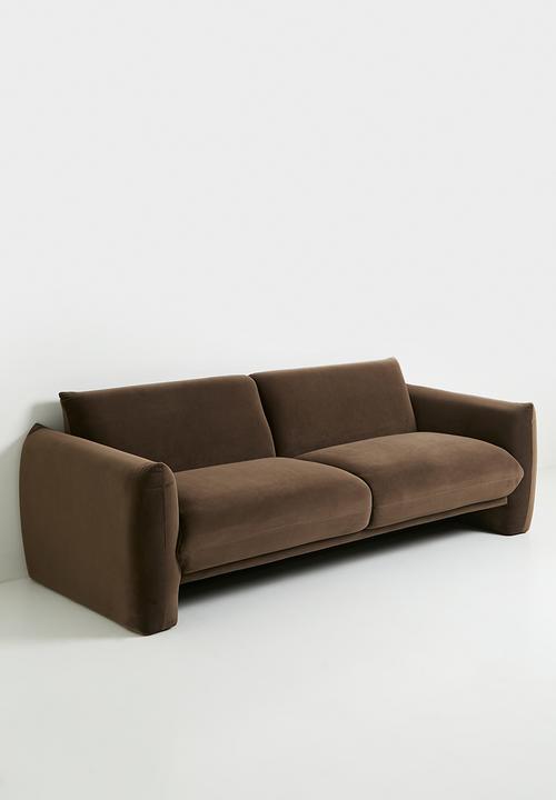 Sixth Floor - Signe 3 seater velvet sofa-chocolate grey