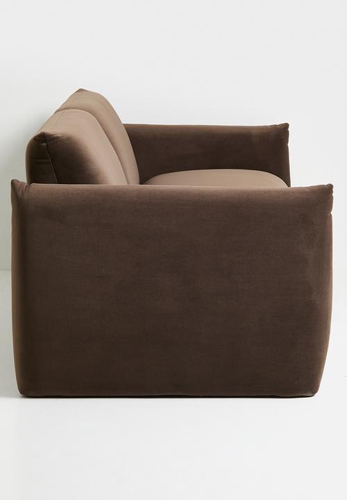 Sixth Floor - Signe 3 seater velvet sofa-chocolate grey