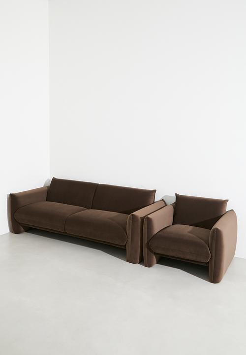 Sixth Floor - Signe 3 seater velvet sofa-chocolate grey