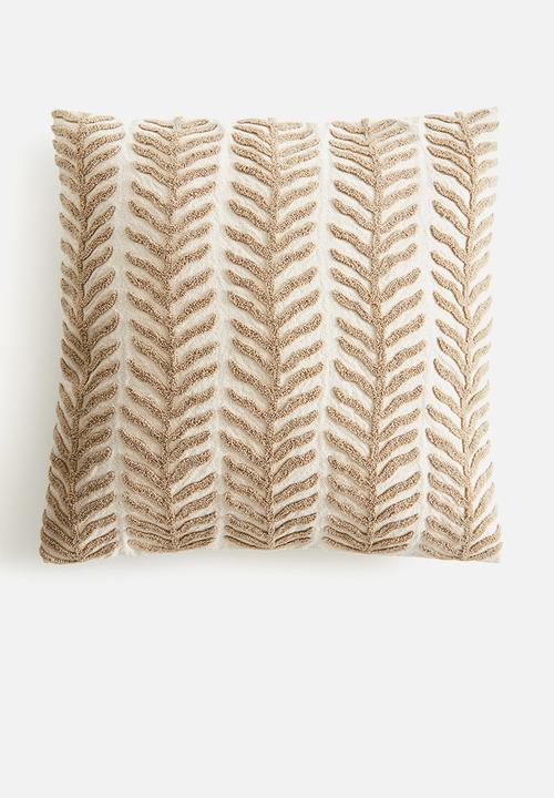 Embroidered cushion cover - light beige vines