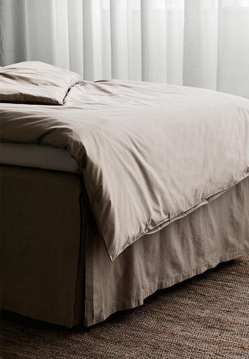 H&M - Single cotton percale duvet cover set - light mole