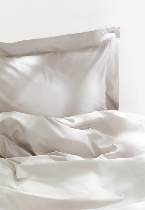 H&M - Single cotton percale duvet cover set - light mole
