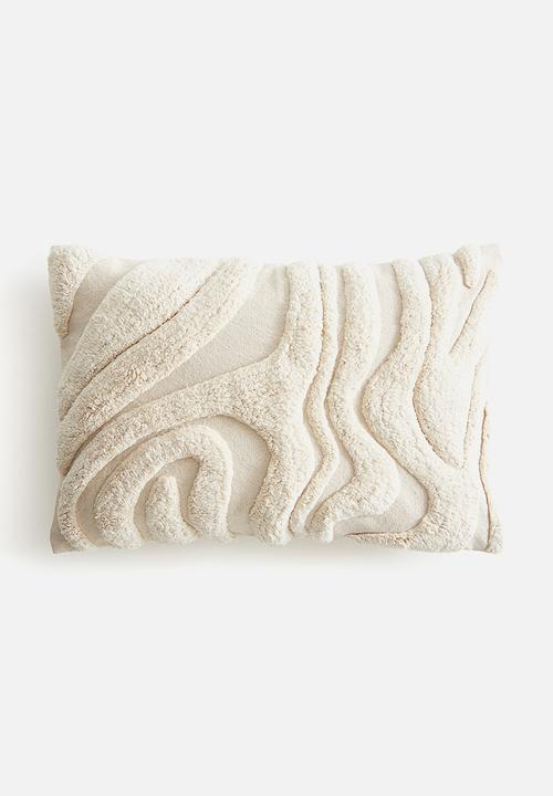 Patterned cotton cushion cover - cream patterned