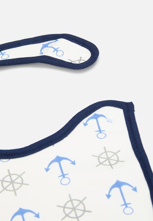 Pop Candy - 3 Pack printed bib set-blue & white