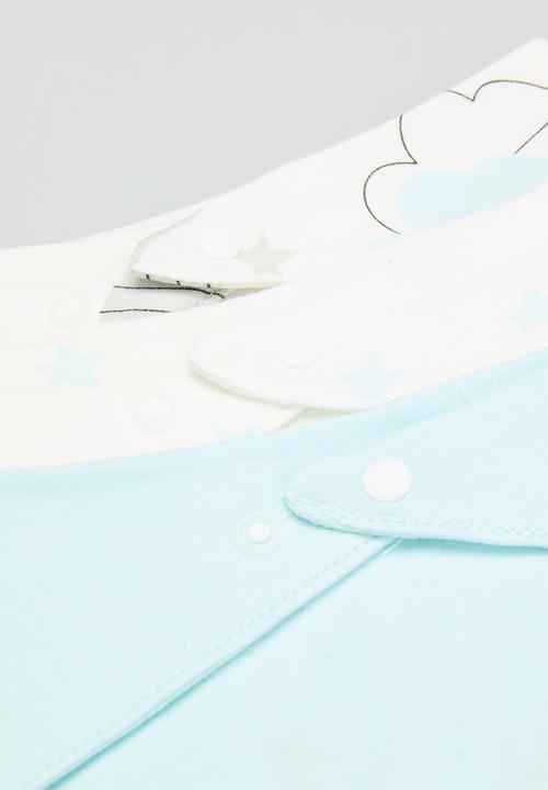 Pop Candy - 3 Pack printed bib set-blue & white
