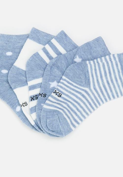 Pop Candy - 5 Pack sock set-blue & white