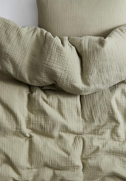 H&M - Muslin single duvet cover set - light dusty green