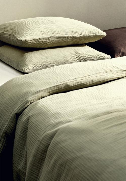 H&M - Muslin single duvet cover set - light dusty green