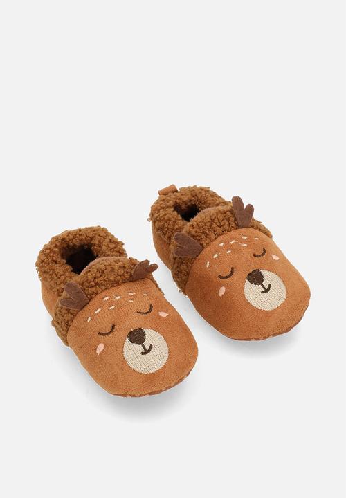 Pop Candy - Shearling lined deer slip on shoes - brown