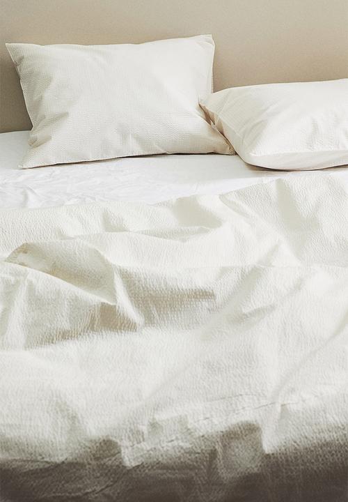 H&M - Seersucker single duvet cover set - cream 