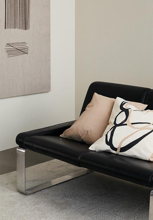 H&M - 2 pack cotton cushion covers - dark beige patterned