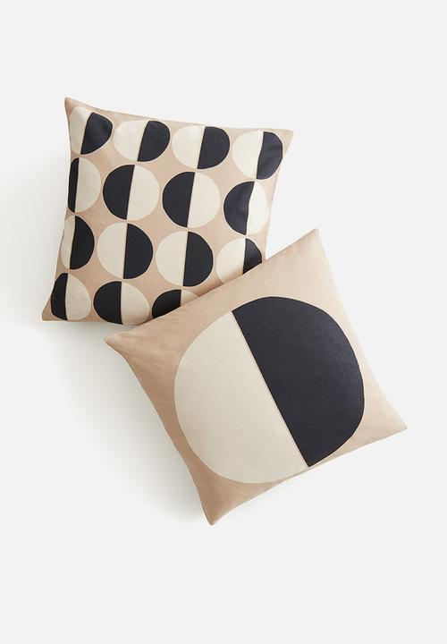 2 pack cotton cushion covers - beige patterned