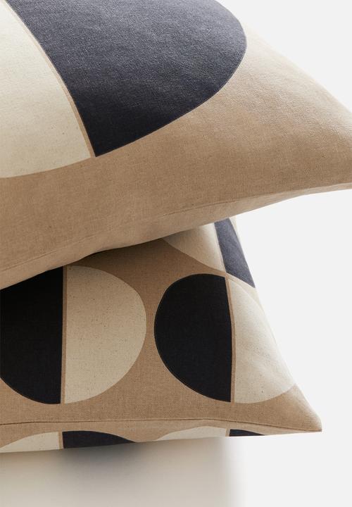 H&M - 2 pack cotton cushion covers - beige patterned