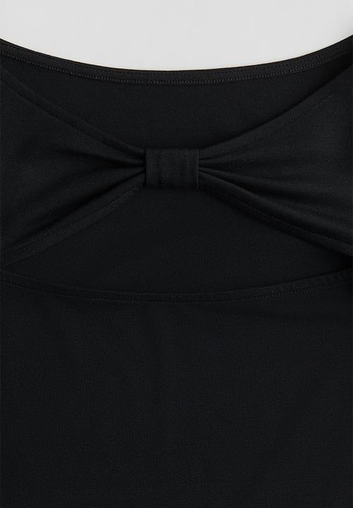 H&M - Cut-out jersey top - black