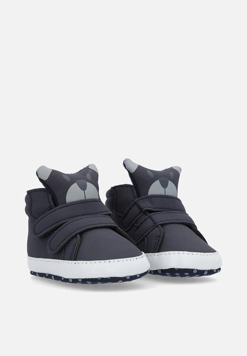 Pop Candy - Twin adjustable strap fastener hi top sneakers-navy blue