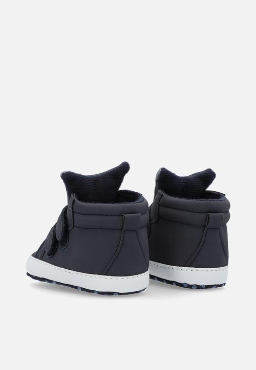 Pop Candy - Twin adjustable strap fastener hi top sneakers-navy blue