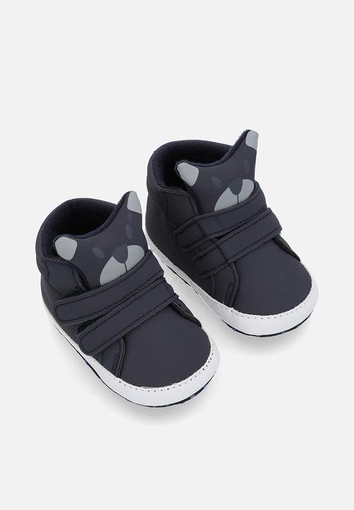 Pop Candy - Twin adjustable strap fastener hi top sneakers-navy blue