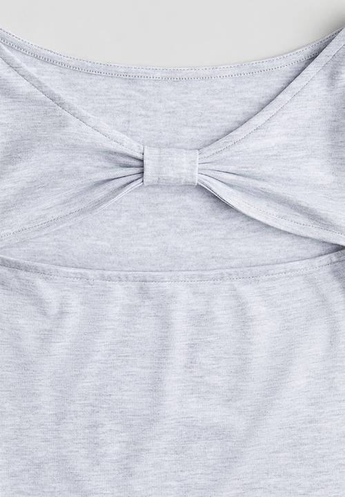 H&M - Cut-out jersey top - light grey marl