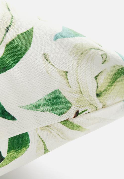 H&M - Patterned cotton cushion cover - white floral
