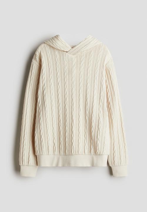 H&M - Cable-knit look hoodie - cream