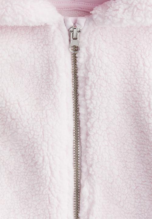 H&M - Teddy zip-through hoodie - light pink