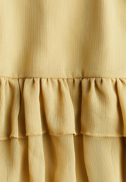 H&M - Flounced chiffon dress - dusty yellow